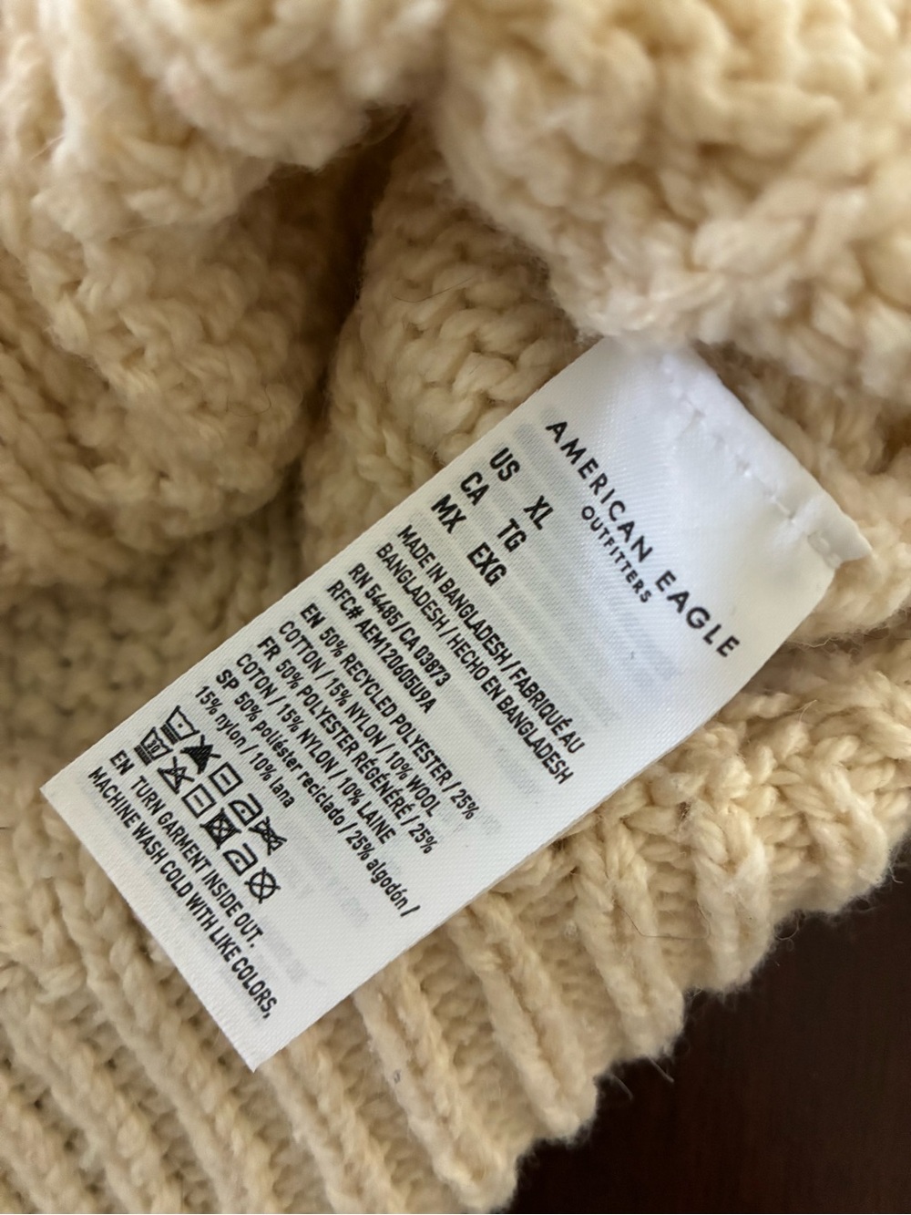 American Eagle Outfitters Men’s Cream Fisherman Sweater. Size XL. - Picture 4 of 4